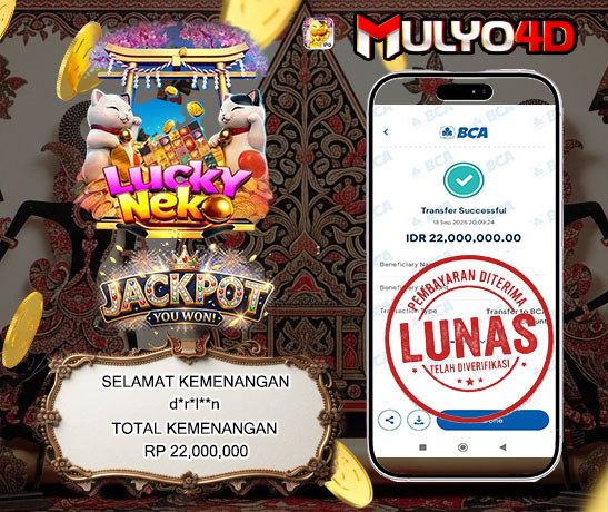 18 Sep 2026, Pukul 20:09:24 WIB, Selamat JP Lucky Neko Mulyo4d Rp. 22,000,000
