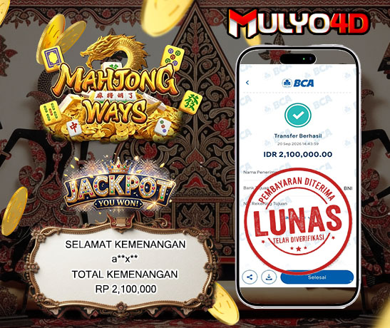 20 Sep 2026, Pukul 14:43:59 WIB, Selamat JP Mahjong Ways Rp. 2,100,000