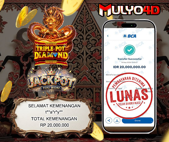 19 Sep 2026, Pukul 13:43:21 WIB, Selamat JP Triple Pot Diamond Rp. 20,000,000