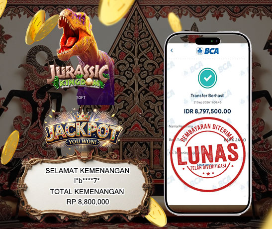 21 Sep 2026, Pukul 11:04:57 WIB, Selamat JP Jurassic Kingdom Rp. 8,800,000